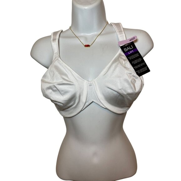 Bali Lift Women’s Underwire Bra 40D Smooth Satin White Adjustable Straps‎ - Picture 2 of 8